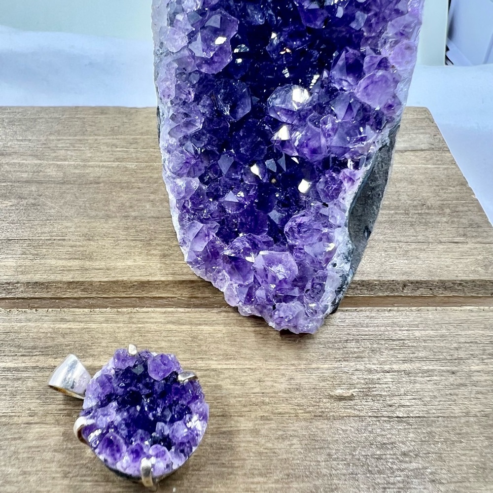 925 Sterling Silver Raw Amethyst Pendant